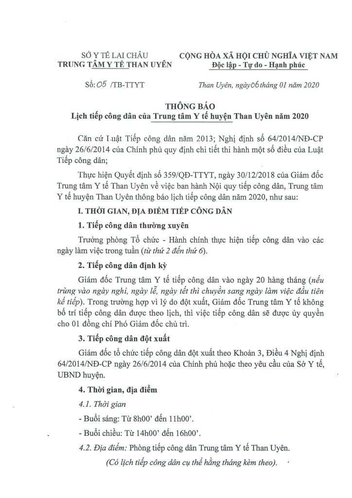 Lịch tiếp công dân