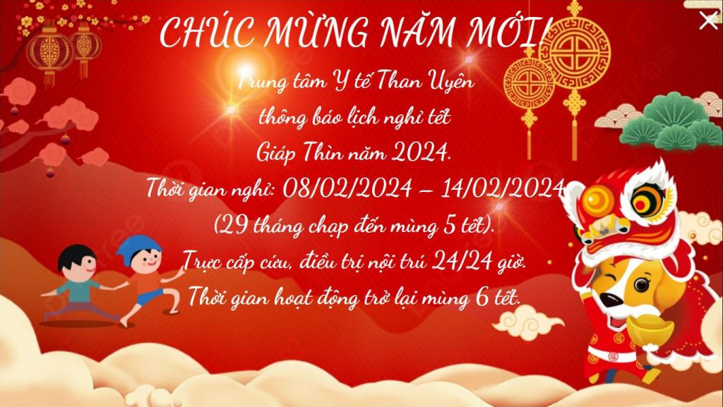 THÔNG BÁO LỊCH NGHỈ VÀ THƯỜNG TRỰC TẾT NGUYÊN ĐÁN NĂM 2024